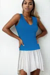 Truedames Women's Ribbed V-neck Sleeveless Top In Blue