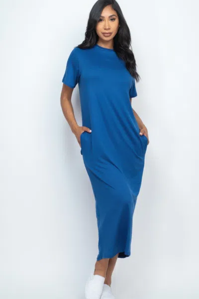Truedames Women's Side Pocket Tee Dress In Blue
