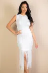 Truedames Sleeveless Fringe Midi Dress In Neutral