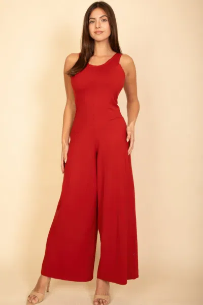 Truedames Women's Sleeveless Tank Wide Leg Jumpsuit In Red