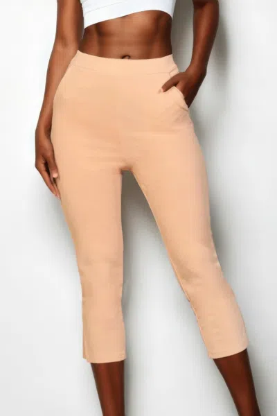Truedames Women's Slit Hem Cropped Pants In Pink