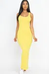 Truedames Women's Solid Basic Maxi Dress In Yellow