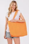 Truedames Women's Solid Crochet Straw Bag In Orange