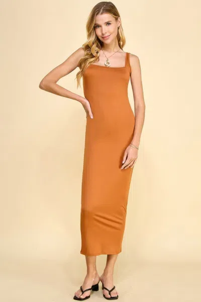 Truedames Women's Square Neck Tank Maxi Dress In Orange