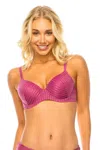 Truedames Women's Stripe Lace Bra In Pink