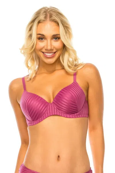 Truedames Women's Stripe Lace Bra In Pink