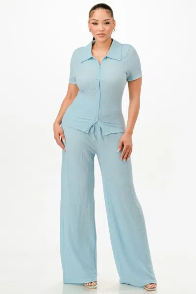 Truedames Women's Textured Polo Top And Pants Set In Animal Print