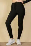 Truedames Women's Tie-front Ribbed Lounge Leggings In Black