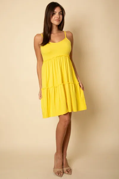 Truedames Women's Tiered Cami Swing Dress In Yellow