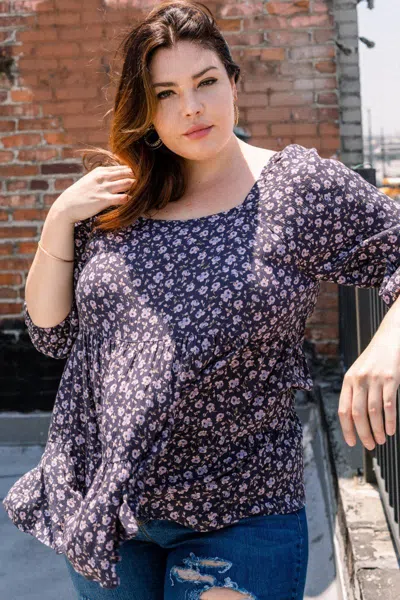 Truedames Women's Tiny Floral Printed Square Neckline Top In Multi