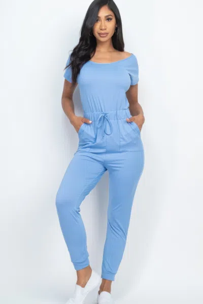Truedames Women's Two-way Shoulder Drawstring Jumpsuit In Gray