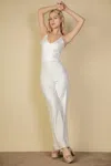 Truedames Women's V-neck Camisole Jumpsuit In White