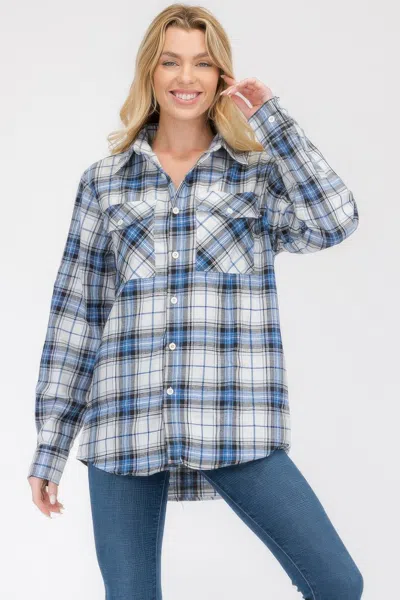 Truedames Womens Boyfriend Long Sleeve Checkered Flannel In Blue