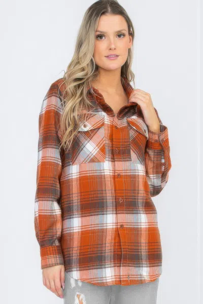 Truedames Womens Boyfriend Long Sleeve Checkered Flannel In Multi