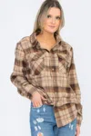 Truedames Womens Boyfriend Long Sleeve Checkered Flannel In Neutral