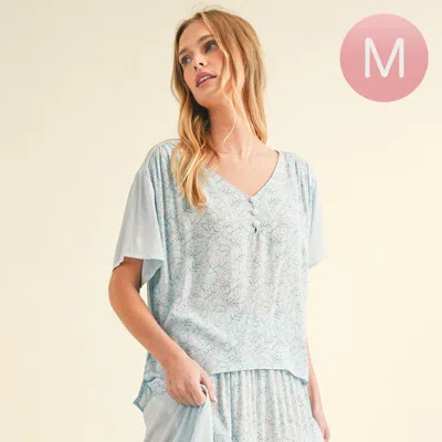 Truedames Womens Floral Short Sleeve Top In Blue