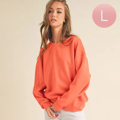 Truedames Womens Solid Crewneck Scuba Sweatshirt In Orange