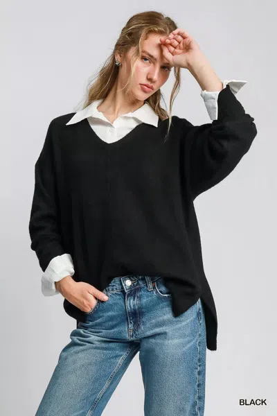 Truedames Wool Blended Pullover Sweater In Black