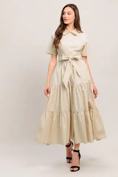 Truedames Worth The Wait Woven Midi Dress In Sand