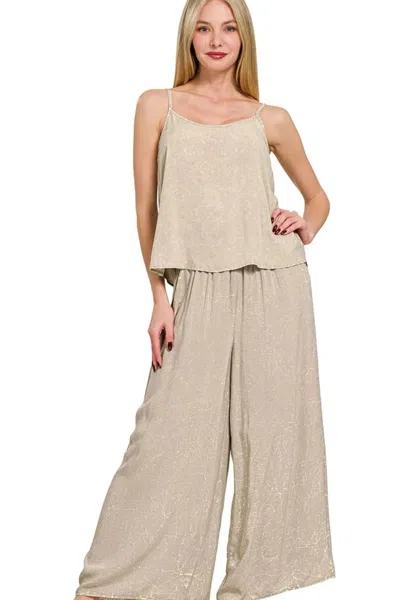 Truedames Woven Acid Crinkle Washed Cami & Pants 2 Piece Set In Multi