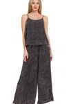 Truedames Woven Acid Crinkle Washed Cami & Pants 2 Piece Set In Multi