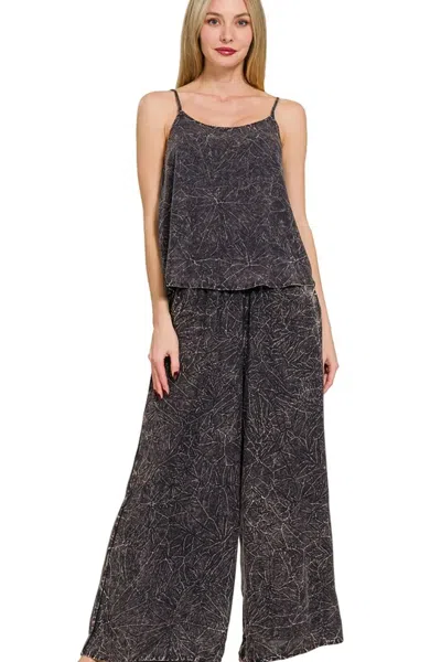 Truedames Woven Acid Crinkle Washed Cami & Pants 2 Piece Set In Multi