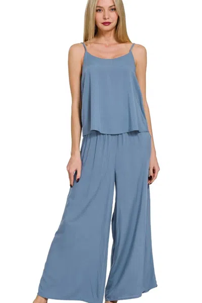 Truedames Woven Cami & Pants Set In Blue