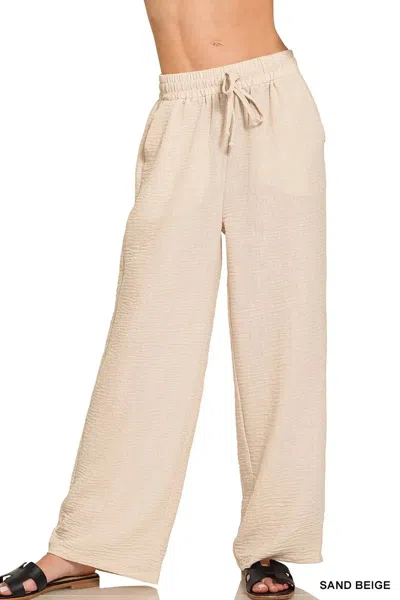 Truedames Woven Crepe Elastic Band Pants In Neutral