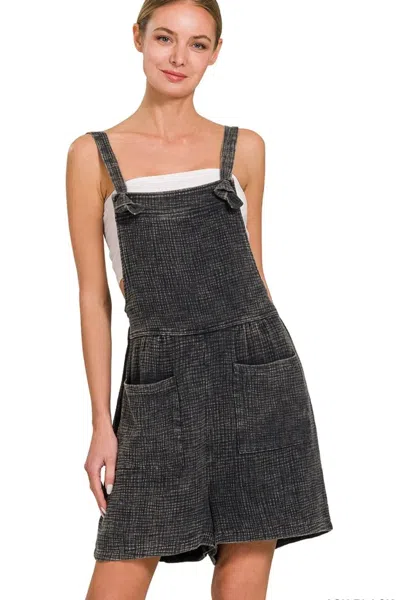 Truedames Woven Double Gauze Acid Washed Romper In Multi