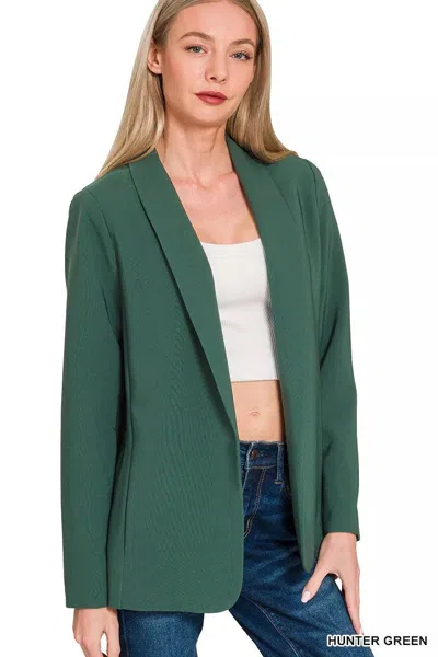 Truedames Woven Long Sleeve Blazer With Lining In Green