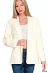 Truedames Woven Long Sleeve Blazer With Lining In Neutral