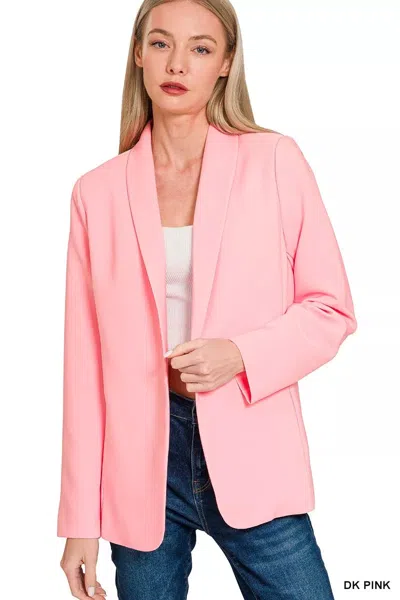 Truedames Woven Long Sleeve Blazer With Lining In Pink