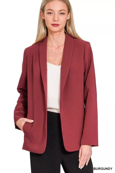 Truedames Woven Long Sleeve Blazer With Lining In Red