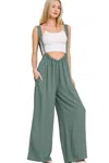 Truedames Woven Tie Back Suspender Jumpsuit In Green