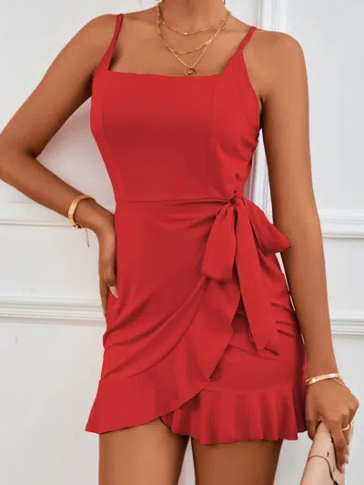 Truedames Wrap Cami Mini Dress With Tie Detail In Red