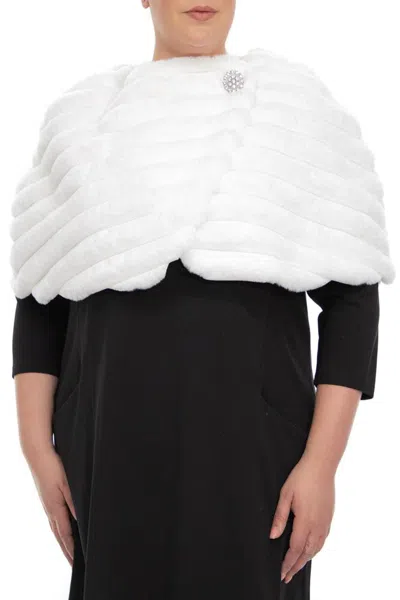 Truedames Wrap Over Faux Fur Capelet And Crystal Closure (plus Size) In Black