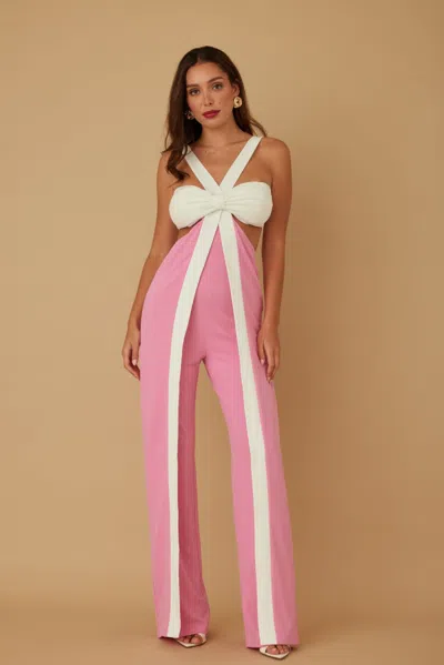 Truedames X Ribbon Open Jumpsuit In Multi