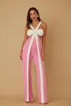 Truedames X Ribbon Open Jumpsuit In Pink