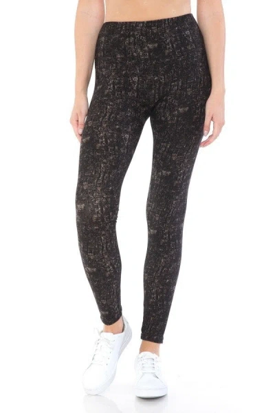 Truedames Yoga Style Banded Lined Multi Printed Knit Legging With High Waist In Black