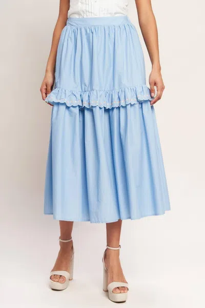 Truedames You're Going To Love Woven Midi Skirt In Blue