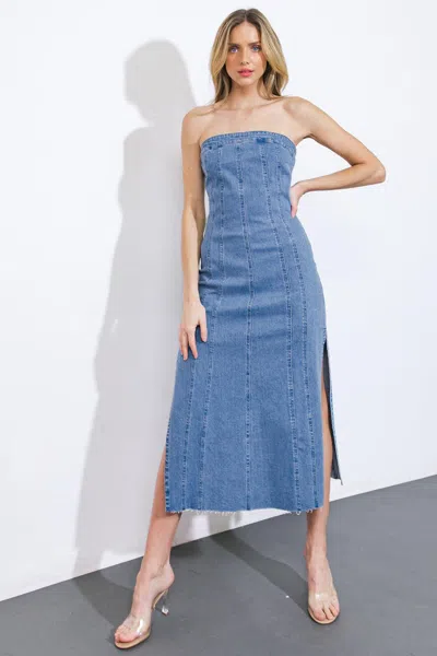 Truedames You're Thriving Denim Midi Dress In Blue