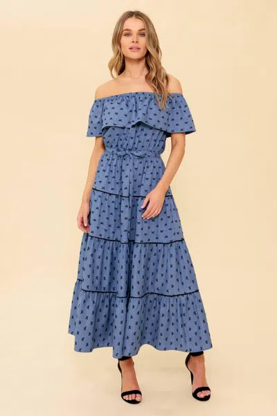 Truedames You're Unforgettable Woven Mdi Dress In Blue