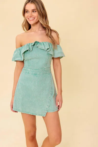 Truedames Yours To Keep Navy Woven Romper In Blue