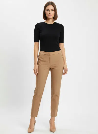 Truedames Zac & Rachel Solid Ankle Pants In Brown