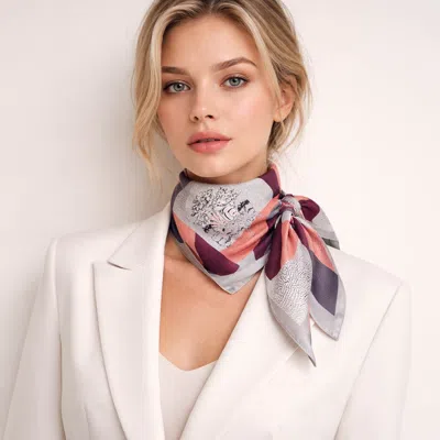 Truedames Zebra Motif Geometric Patchwork Print Square Bandana Scarf In Metallic