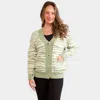 Truedames Zebra Pattern In Front Button Closure Pocket Cardigan In Green