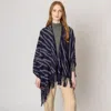 Truedames Zebra Patterned Crochet Poncho In Blue