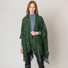 Truedames Zebra Patterned Crochet Poncho In Green