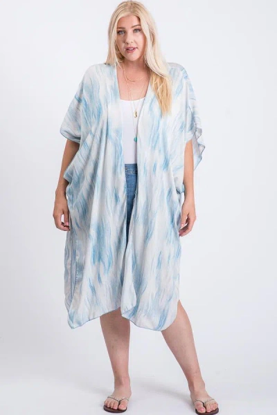 Truedames Zebra Print Short Sleeve Maxi Kimono In White