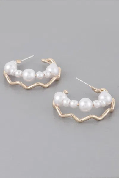 Truedames Zig 2as Faux Pearl Earrings In Gold